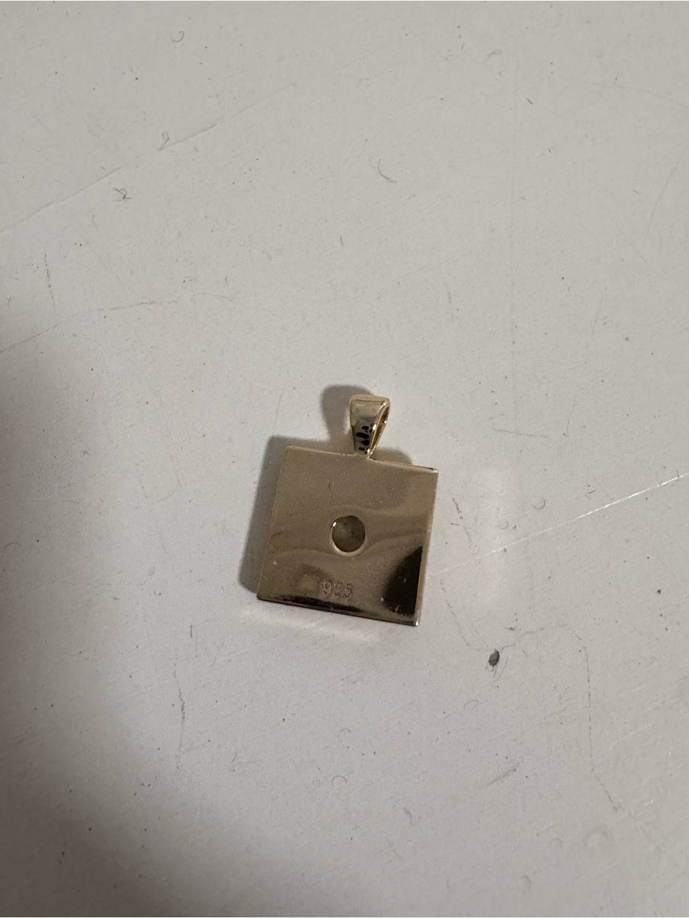 Square Gold tone Pendant with Center Cutout